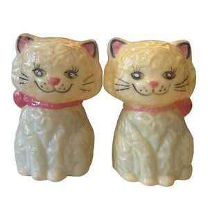 Vtg Kitty Cat Salt & Pepper Shakers Retro Plastic Set 1950's